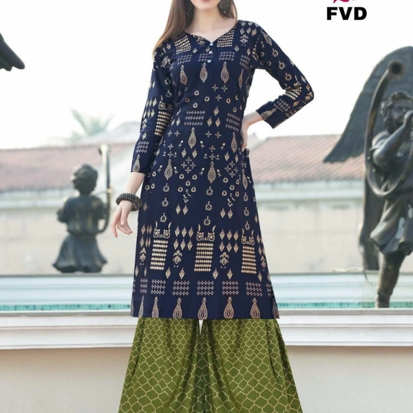 RIMZIM VOL 1 RAYON KURTI WITH SHARARA  - 1, Chocolate, XLL-44