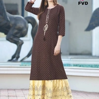 RIMZIM VOL 1 RAYON KURTI WITH SHARARA  - 1, Chocolate, XLL-44