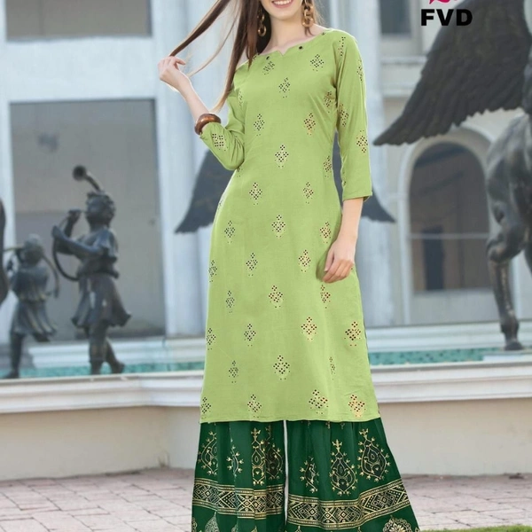 RIMZIM VOL 1 RAYON KURTI WITH SHARARA  - 1, Chocolate, XLL-44