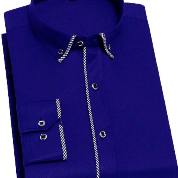 DESIGN COTTON MENS SHIRT - 1, Blue, L(40),