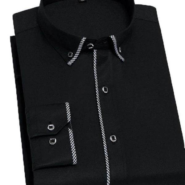 DESIGN COTTON MENS SHIRT - 1, Black, XL-42