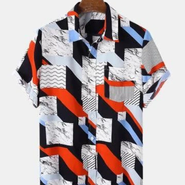 SWARA HEAVY RAYON SHIRT - 1, M 40, White & Red