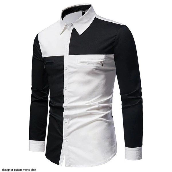 DESIGNER COTTON MENS SHIRT C - White, 1, M (38)