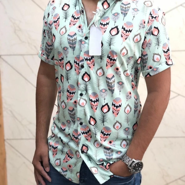 NEW LYCRA MENS SHIRT C - 1, Green, M (38)