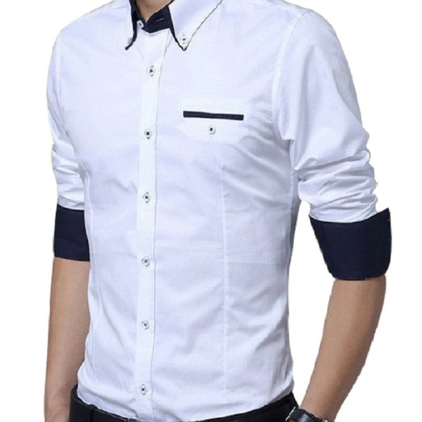 CASUAL COTTON MEN SHIRT B - 1, White, XL-42