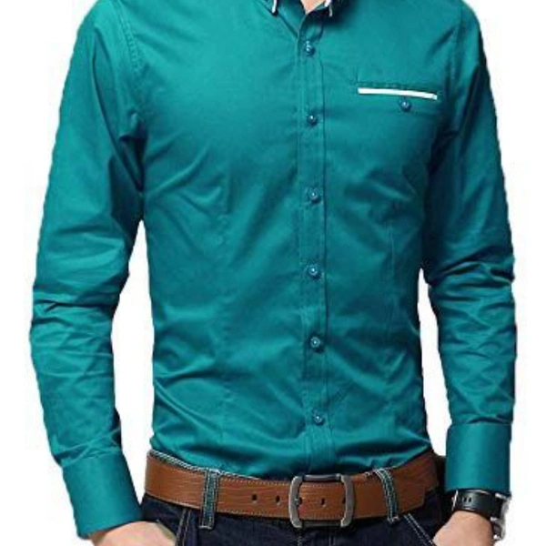 CASUAL COTTON MEN SHIRT B - 1, White, L(40),