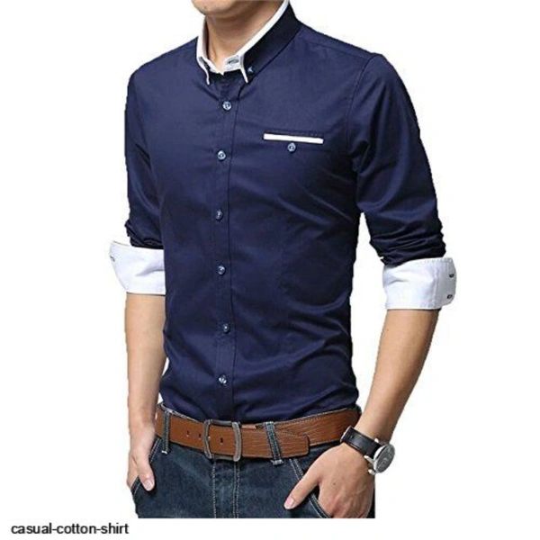 CASUAL COTTON MEN SHIRT B - 1, L(40),, Blue,