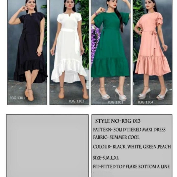 013 SOLIDTIERED MEXI DRESS - 1, Green, M 38