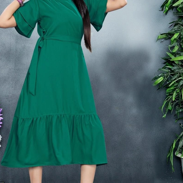 013 SOLIDTIERED MEXI DRESS - 1, Green, M 38