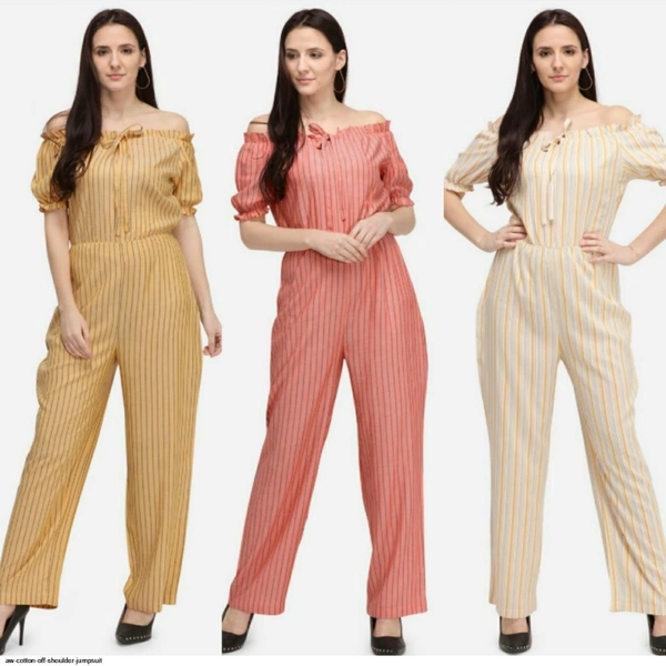COTTON OFF SHOULDER JUMPSUIT - Chocolates, 1, Chest Size 38 Waist - 32