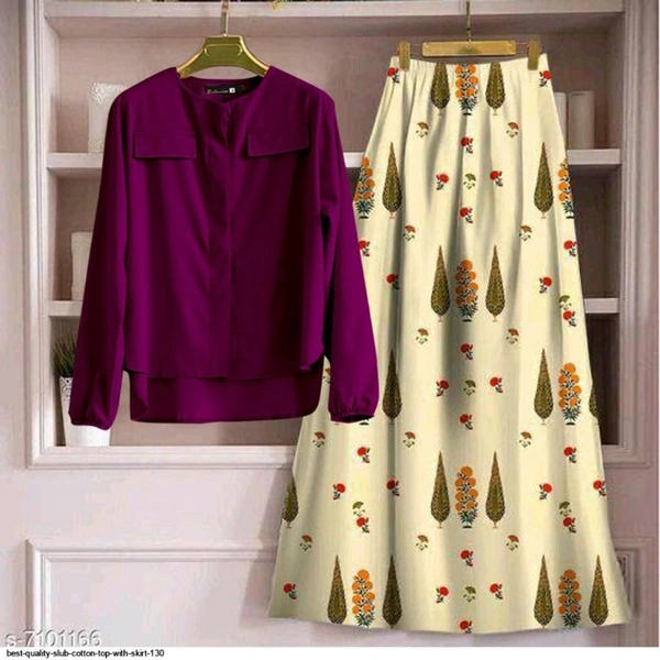 SLUB COTTON TOP WITH SKIRT  - 1, Indigo, XL-42,