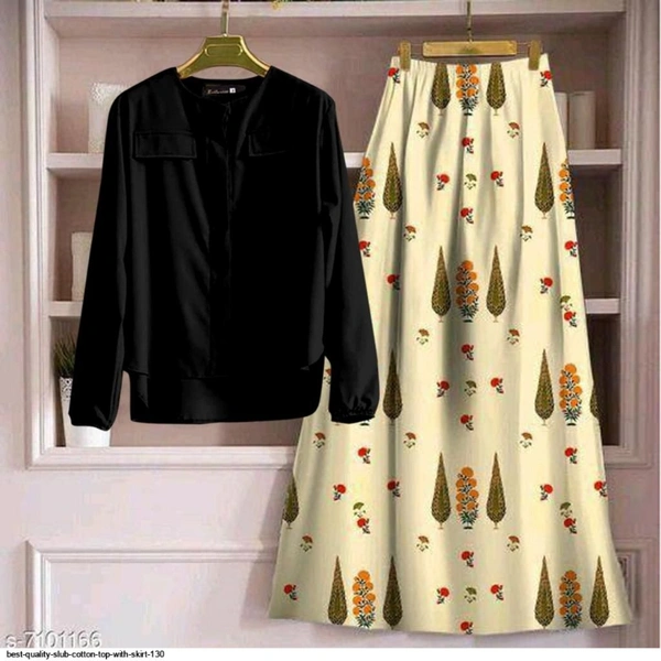 SLUB COTTON TOP WITH SKIRT  - 1, XL-42,, Black