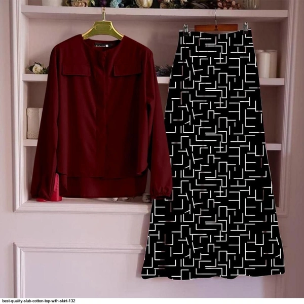 SLUB COTTON TOP WITH SKIRT  - 1, White, L (40)