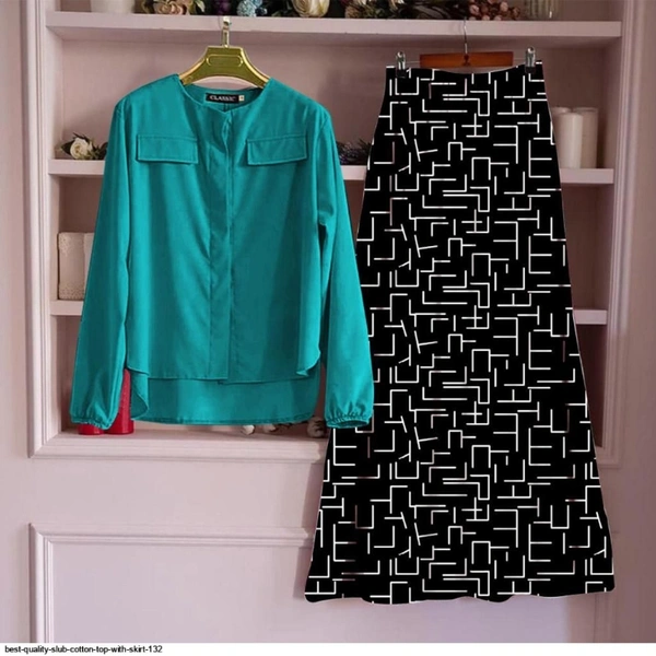 SLUB COTTON TOP WITH SKIRT  - 1, Light Green, L (40)