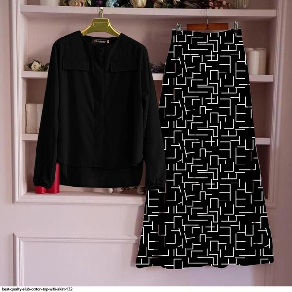 SLUB COTTON TOP WITH SKIRT  - 1, L (40), Dark green