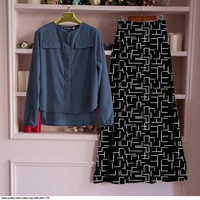 SLUB COTTON TOP WITH SKIRT  - 1, L (40), Dark green