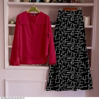 SLUB COTTON TOP WITH SKIRT  - 1, L (40), Dark green