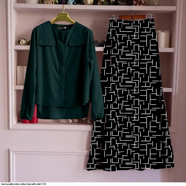 SLUB COTTON TOP WITH SKIRT  - 1, XL-42,, Dark Green