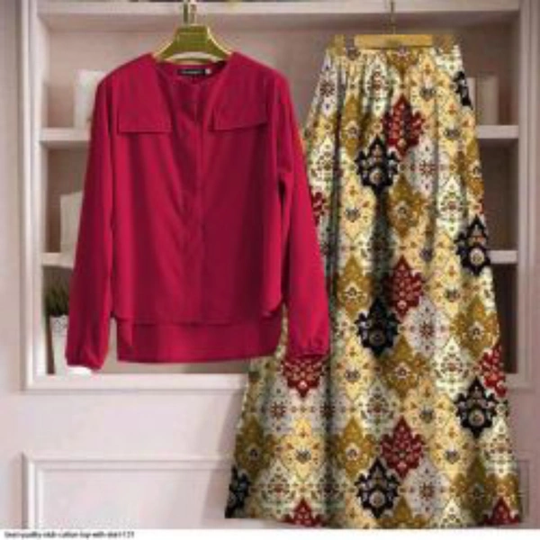 SLUB COTTON TOP WITH SKIRT  - 1, Red, XL-42,