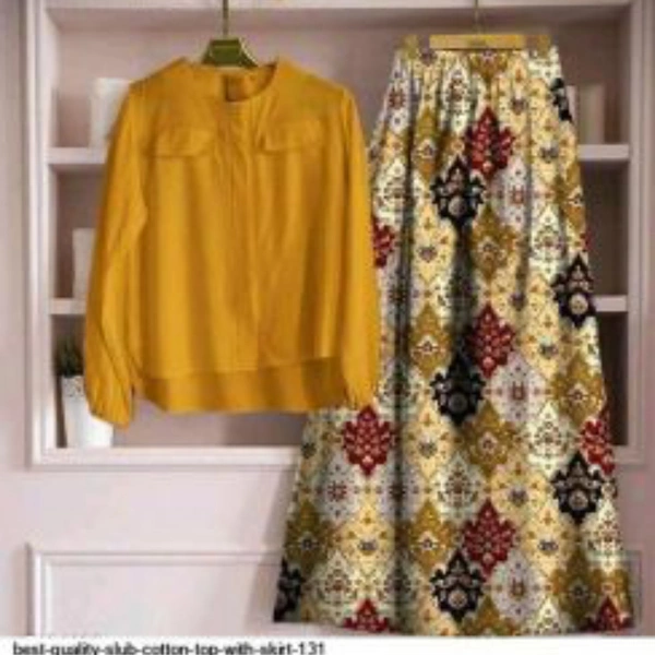 SLUB COTTON TOP WITH SKIRT  - 1, Red, XL-42,