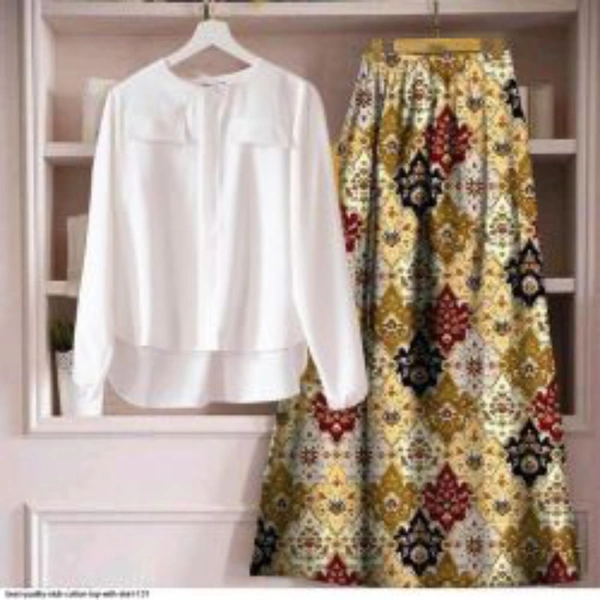 SLUB COTTON TOP WITH SKIRT  - 1, Red, XL-42,