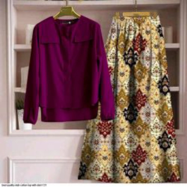 SLUB COTTON TOP WITH SKIRT  - 1, L (40), Indigo