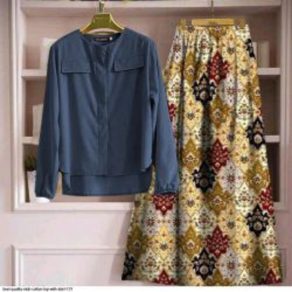 SLUB COTTON TOP WITH SKIRT  - 1, Light blue, XXL-44