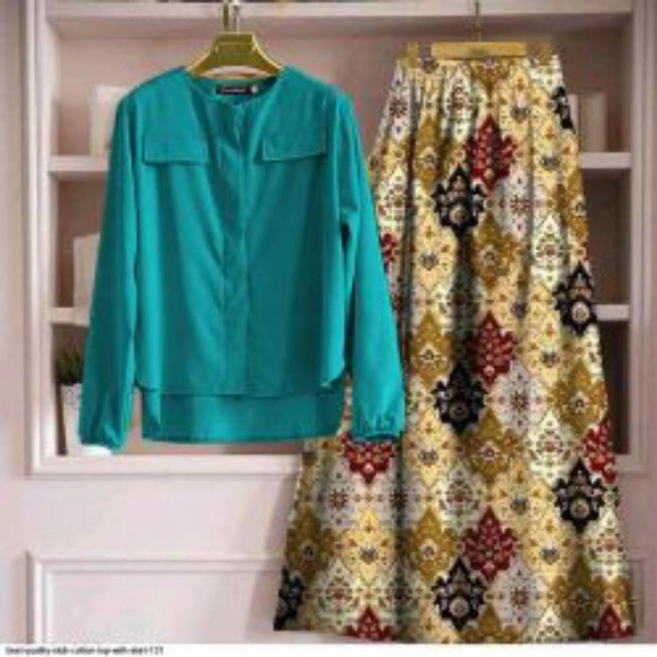 SLUB COTTON TOP WITH SKIRT  - 1, XL-42,, Light Green