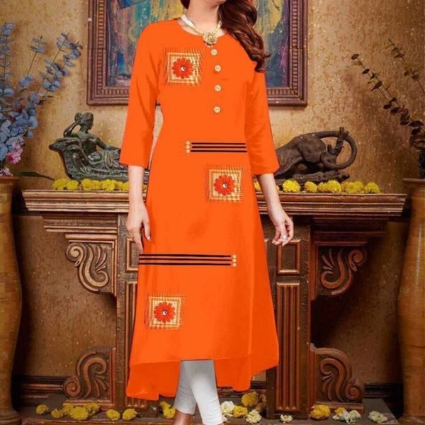 NEW CATALOG RAYON KURTI - 1, Orange, L (40)