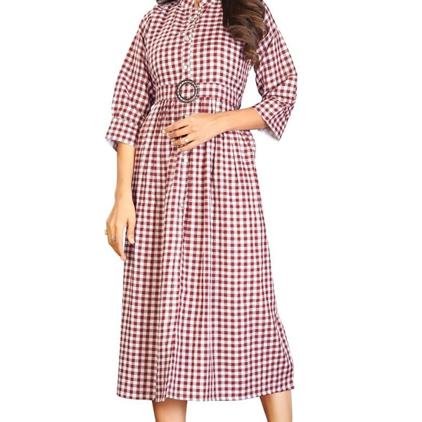 DESIGNER COTTON CHECKS KURTI  - 1, Violate, L (40)