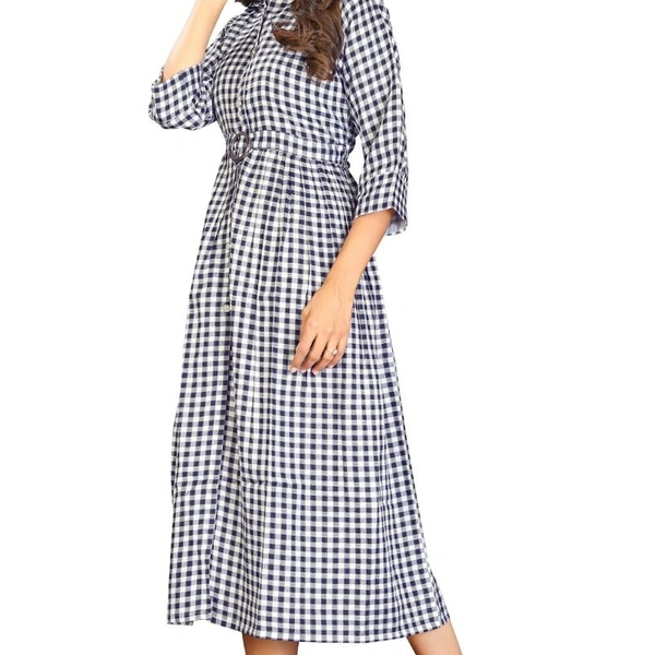 DESIGNER COTTON CHECKS KURTI  - 1, Violate, XXL-44