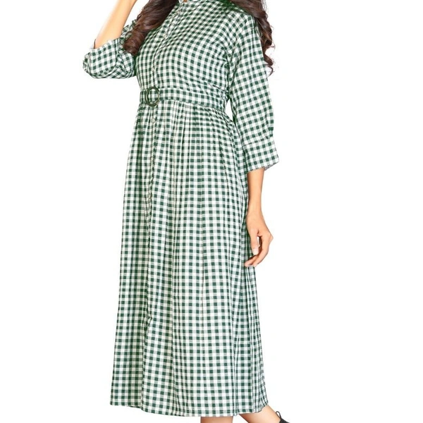 DESIGNER COTTON CHECKS KURTI  - 1, Green, L (40)