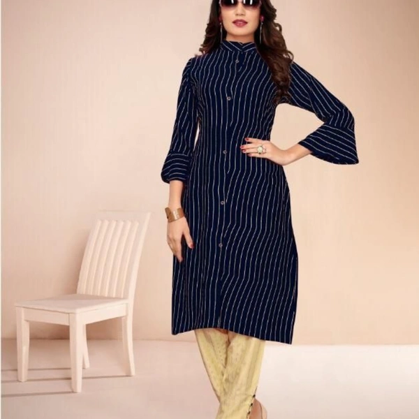 RAYON KURTI WITH PANT - 1, Nevy blue, XXL-44