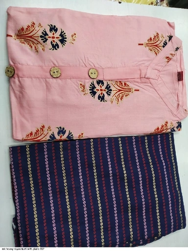 MK HEAVY RAYON KURTI WITH PLAZO