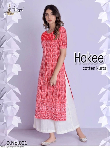  RAYON LONG KURTI WITH PLAZO 