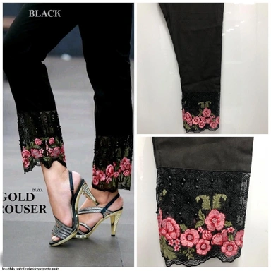 EMBROIDERY CIGARETTE PANTS
