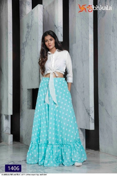 COTTON RAYON TOP AND SKIRT 1410