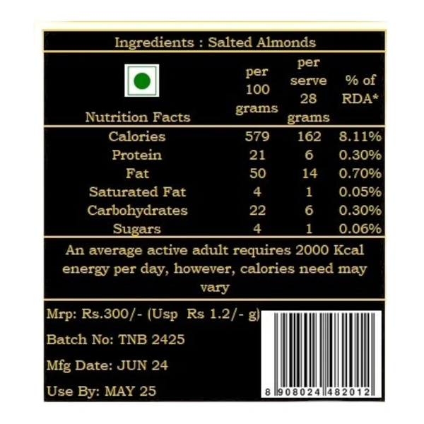 Almonds Salted & Roasted  - 250g