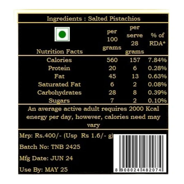 Pistachios Salted & Roasted - 250g