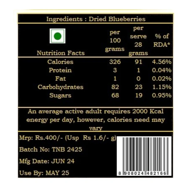 Dried Blueberries  - 250g
