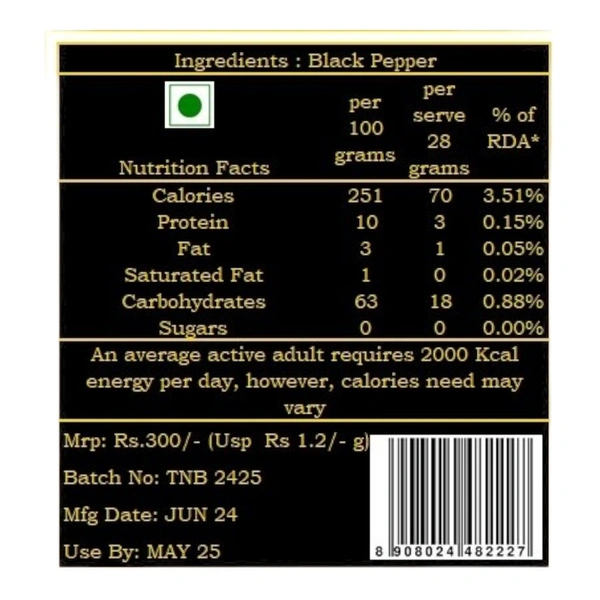 Black Pepper (Kalimirch) - 250g