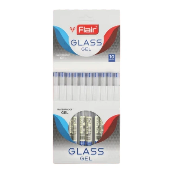 Flair Glass Gel Pen Set Of 10 Pens - Blue