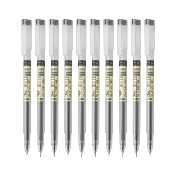 Flair Glass Gel Pen Set Of 10 Pens - Black
