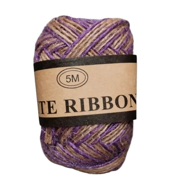Jute Ribbon With Violet Border 5 Mtr