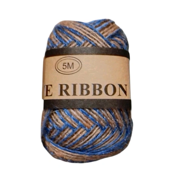 Jute Ribbon With Blue Border 5 Mtr