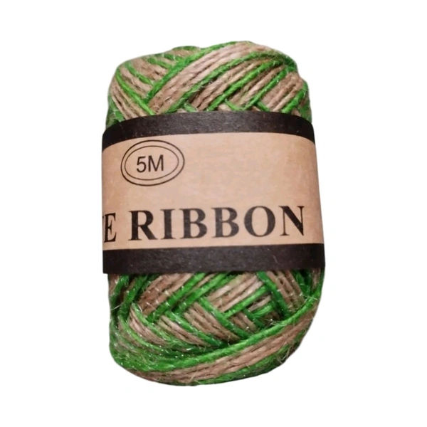 Jute Ribbon With Green Border 5 Mtr