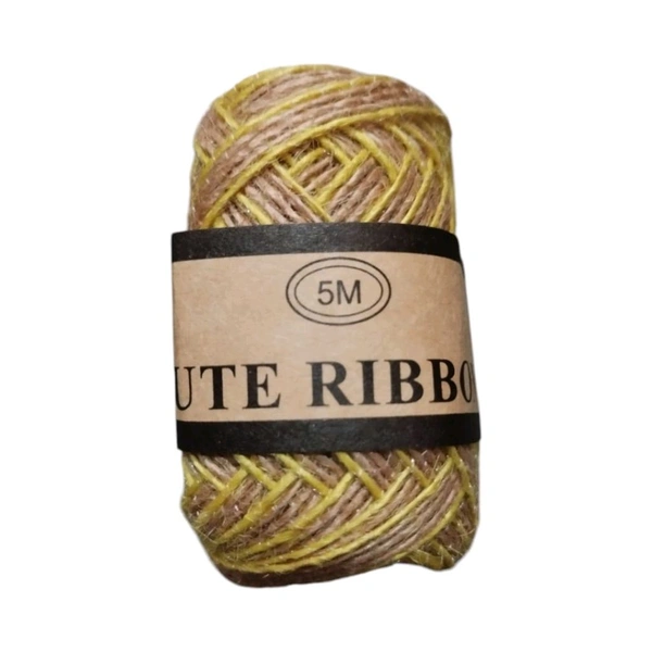 Jute Ribbon With Yellow Border 5 Mtr