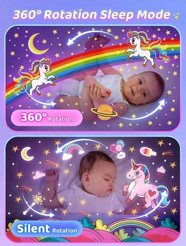 Night Light Rabbit Sky Projector for Kids – 360° Rotating Lamp with 6 Films, 5 Colours, Bedroom & Office Decor, Birthday Gift for Children
