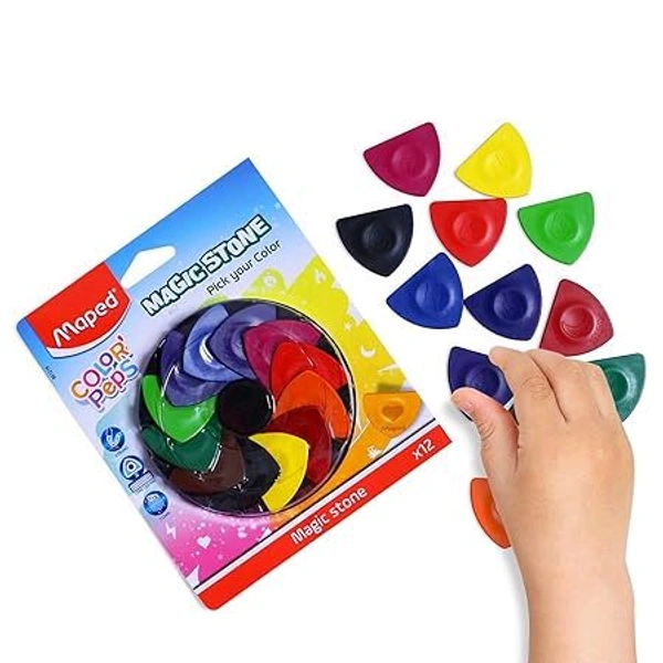 Mapped MAPED MAGIC STONE COLOURS - 12 SHADES|BRIGHT COLOURS|TRINGULAR COLOURS|FIDGET SPINNER SHAPE|NON TOXIC|BIRTHDAY GIFT|HIGHLIGHTER|RETURN GIFT|LONG LASTING|CLEAN AND SAFE|PREMIUM & RICH COLOURS