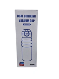 Dual Drinking Vaccum Cup Water Bottle 600ML Hot & Cold